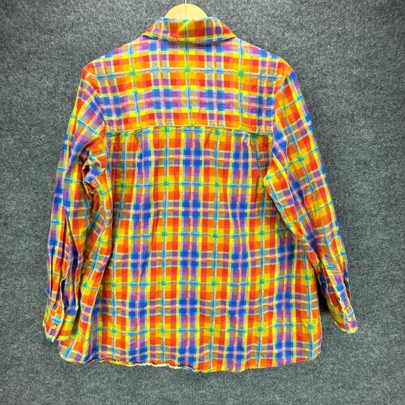 We Wore What Shirt Womens Medium Colorful Button Up Linen Blend Oversized Dad - Picture 4 of 16